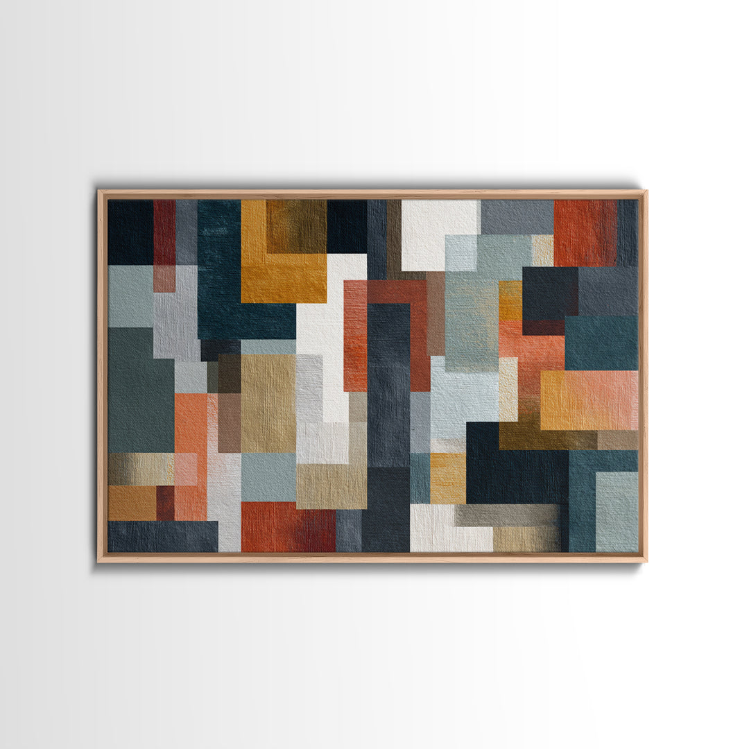 Earth Tone Geometric Pattern by Woven Cloth Canvas Print, Tribal Art, Minimalist Decor, Living Room Decor, Fine Art, Tribal, TRI-3x2-30