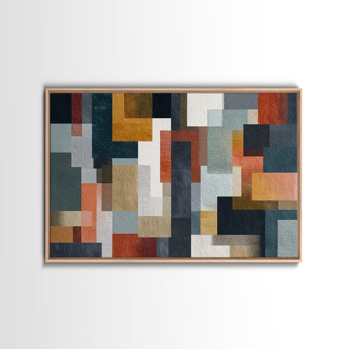 Earth Tone Geometric Pattern by Woven Cloth Canvas Print, Tribal Art, Minimalist Decor, Living Room Decor, Fine Art, Tribal, TRI-3x2-30