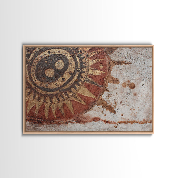 Handprint and Animal Track Composition Framed Canvas Print, Tribal Art, Room Decor, Living Room Decor, Fine Art, Tribal, TRI-3x2-45
