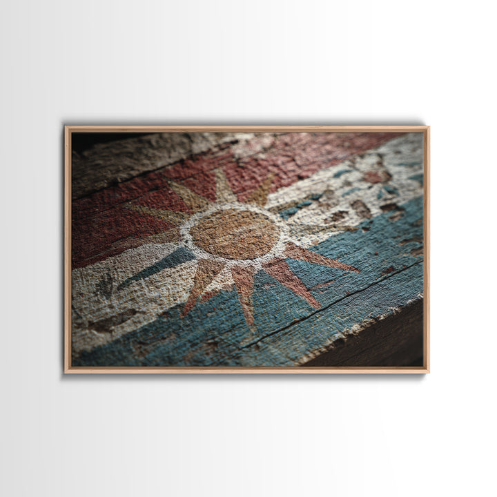 Tribal Sun Symbol Framed Canvas Print, Tribal Art, Fine Art Print, Living Room Decor, Fine Art, Tribal, Wall Decor, TRI-3x2-63