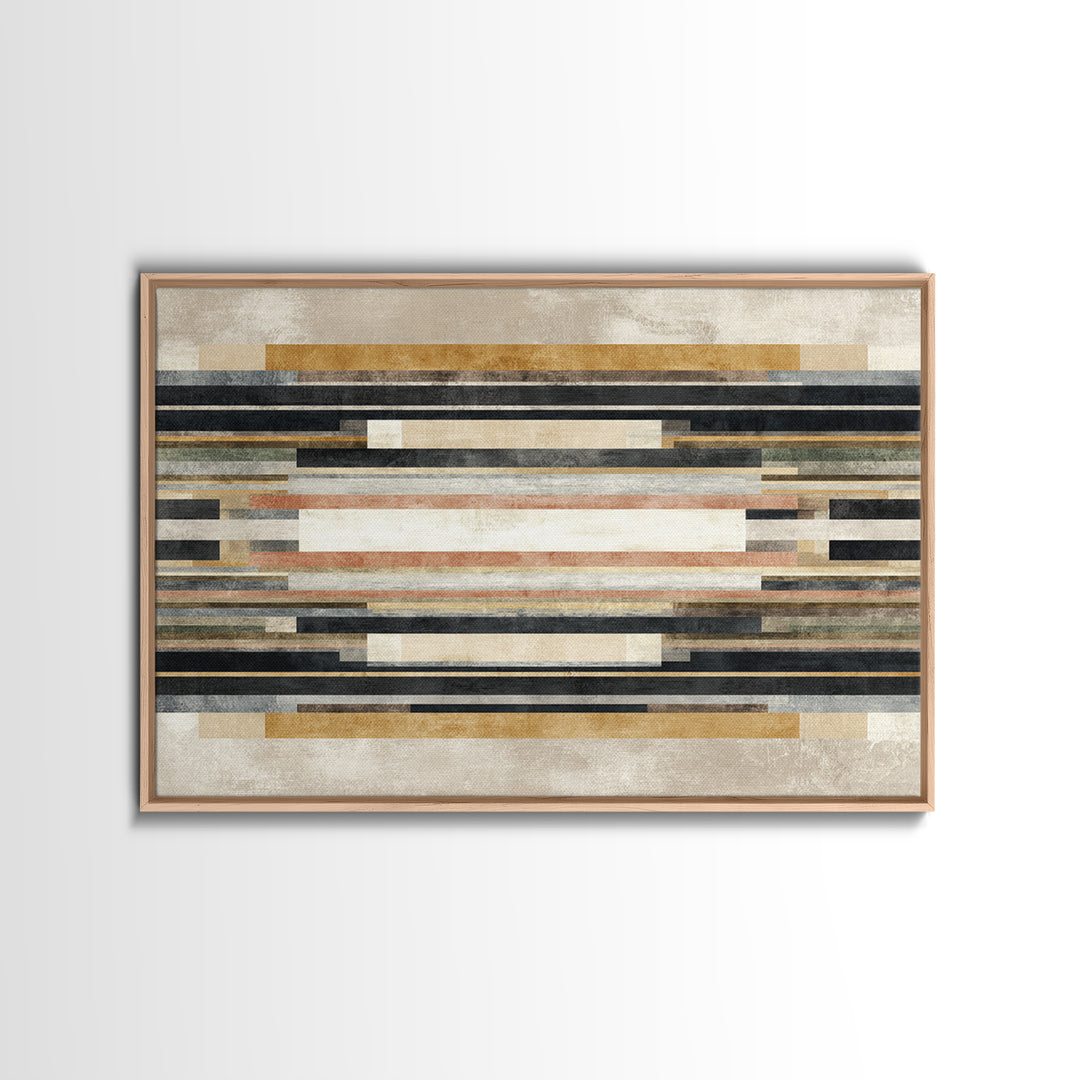 Geometric Border Design by Global Textiles Framed Canvas Print, Tribal Art, Gallery Wall Art, Living Room Decor, Tribal, TRI-3x2-96
