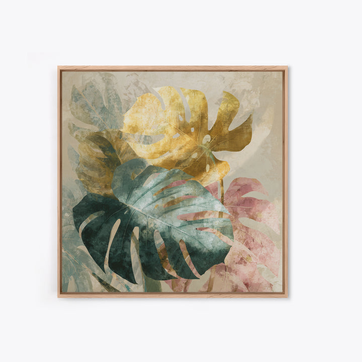 Lush Monstera Leaves Framed Canvas Print, Tropical Art, Modern Decor, Living Room Decor, Fine Art, Tropic, Wall Decor, TRO-1x1-1