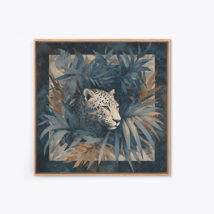 Leopard Hidden Among Palm Leaves Canvas Print, Tropical Art, Coastal Art, Living Room Decor, Fine Art, Tropic, Luxury Decor, TRO-1x1-14