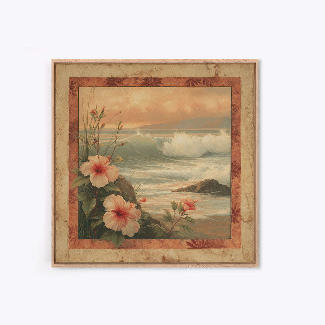 Sunset Surf Scene Canvas Print, Tropical Art, Beach Decor, Living Room Decor, Oil Painting, Tropic, Fine Art Print, TRO-1x1-22