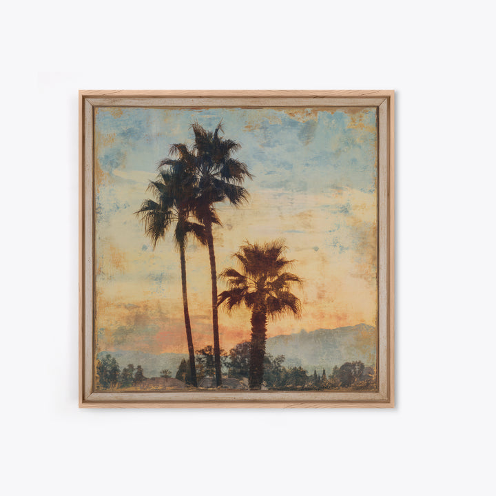 Palm Tree Silhouettes Framed Canvas Print, Tropical Art, Digital Art, Living Room Decor, Oil Painting, Tropic, Watercolor Art, TRO-1x1-28