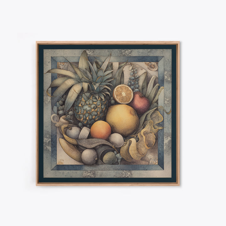 Tropical Fruit Market Arrangement Framed Canvas Print, Tropical Art, Coastal Decor, Living Room Decor, Fine Art, Tropic, TRO-1x1-39