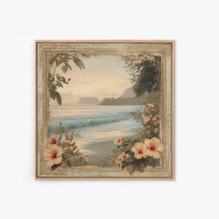 Sunset Surf Scene Framed Canvas Print, Tropical Art, Gallery Wall Art, Living Room Decor, Fine Art, Tropic, Textured Painting, TRO-1x1-46