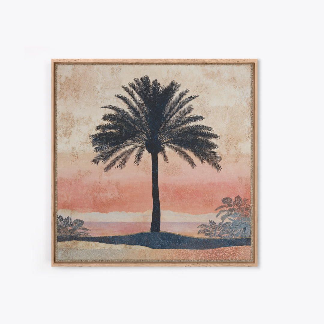 Palm Tree Silhouettes Framed Canvas Print, Tropical Art, Abstract Painting, Living Room Decor, Fine Art, Tropic, Gallery Decor, TRO-1x1-52