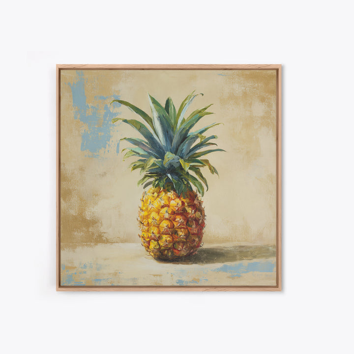 Pineapple and Palm Still Life Framed Canvas Print, Tropical Art, Downloadable Prints, Living Room Decor, Watercolor Art, Tropic, TRO-1x1-6