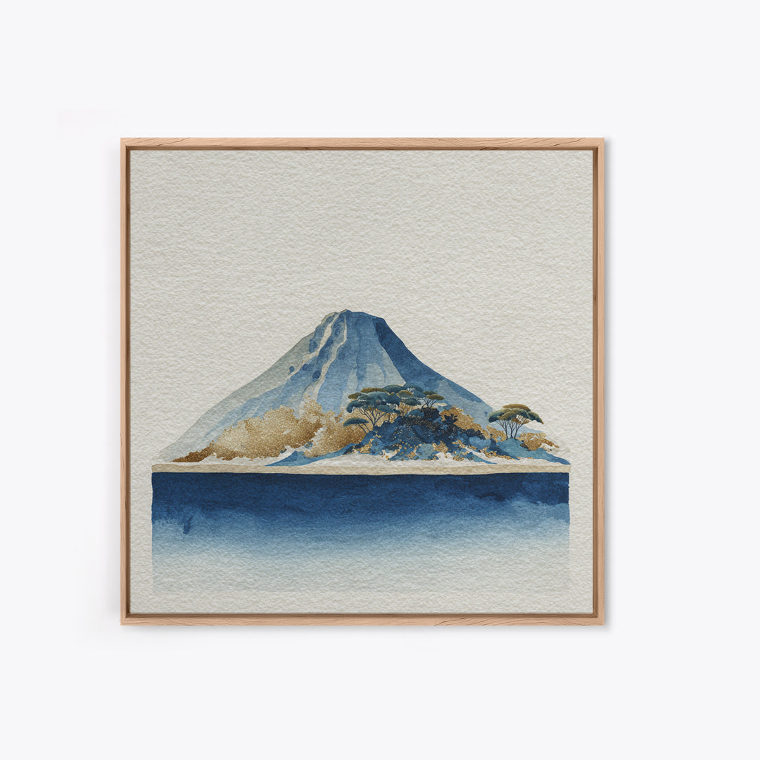 Island Volcano with Lush Foreground Canvas Print, Tropical Art, Contemporary Art, Living Room Decor, Fine Art, Tropic, TRO-1x1-89