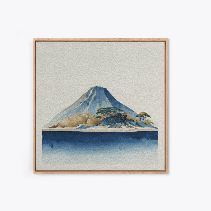 Island Volcano with Lush Foreground Canvas Print, Tropical Art, Contemporary Art, Living Room Decor, Fine Art, Tropic, TRO-1x1-89