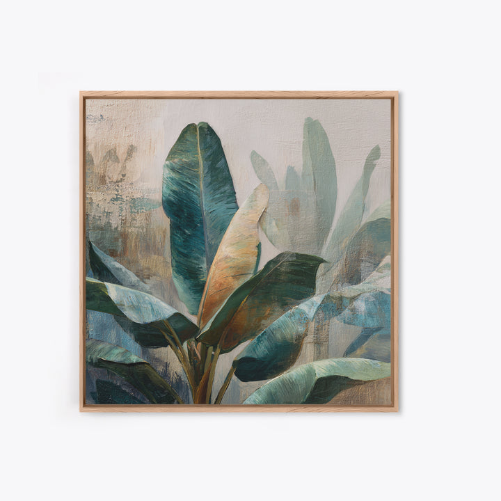 Banana Leaves Layered Canvas Print, Tropical Art, Statement Artwork, Living Room Decor, Fine Art, Tropic, Digital Prints, TRO-1x1-9
