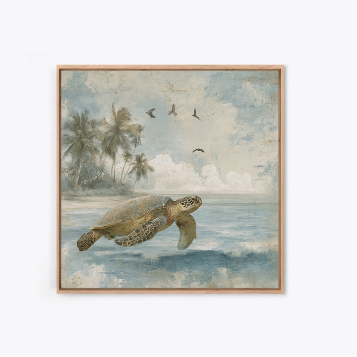 Sea Turtle Near Tropical Reef Canvas Print, Tropical Art, Room Decor, Living Room Decor, Fine Art, Tropic, Printable, TRO-1x1-91