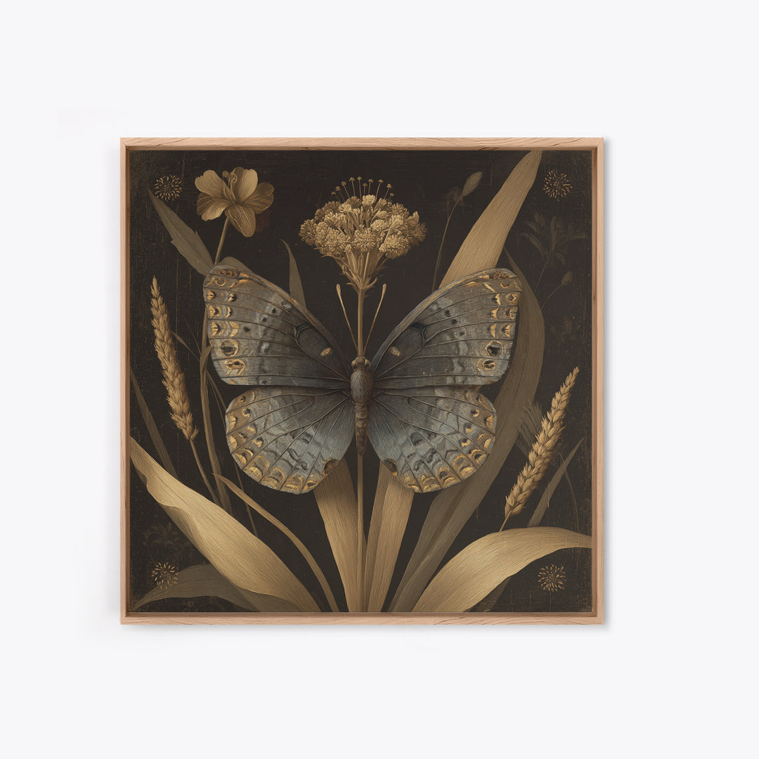 Tropical Butterfly and Flower Study Canvas Print, Tropical Art, Fine Art Print, Living Room Decor, Watercolor Art, Tropic, TRO-1x1-95