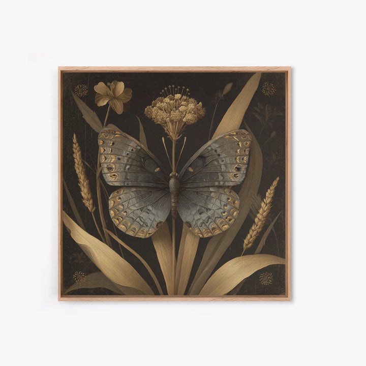 Tropical Butterfly and Flower Study Canvas Print, Tropical Art, Fine Art Print, Living Room Decor, Watercolor Art, Tropic, TRO-1x1-95