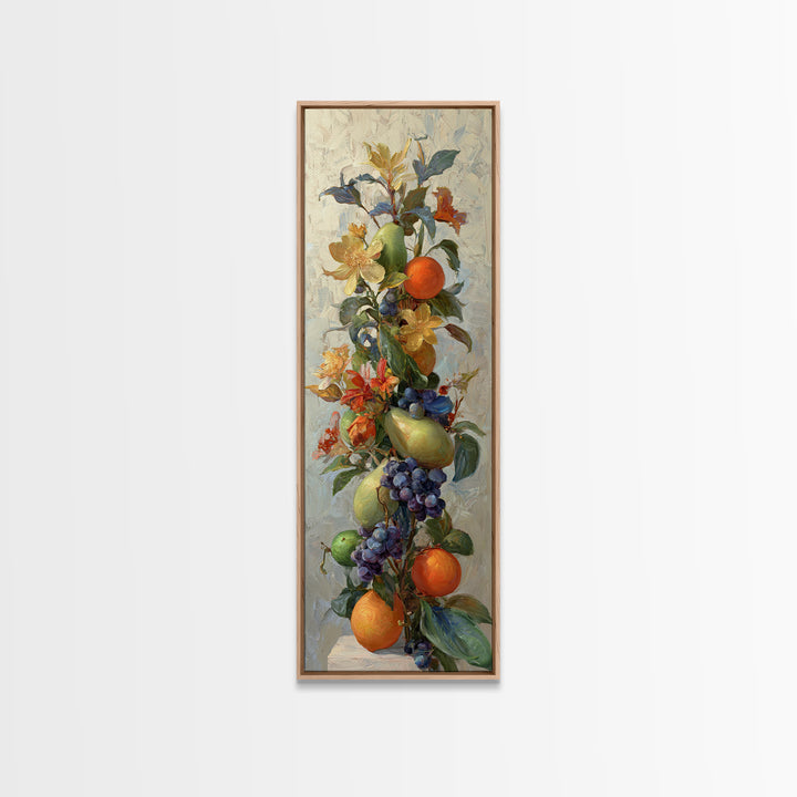 Bright Papaya and Lime Still Life Canvas Print, Tropical Art, Wall Art, Living Room Decor, Oil Painting, Tropic, Pink Wall Art, TRO-1x3-12