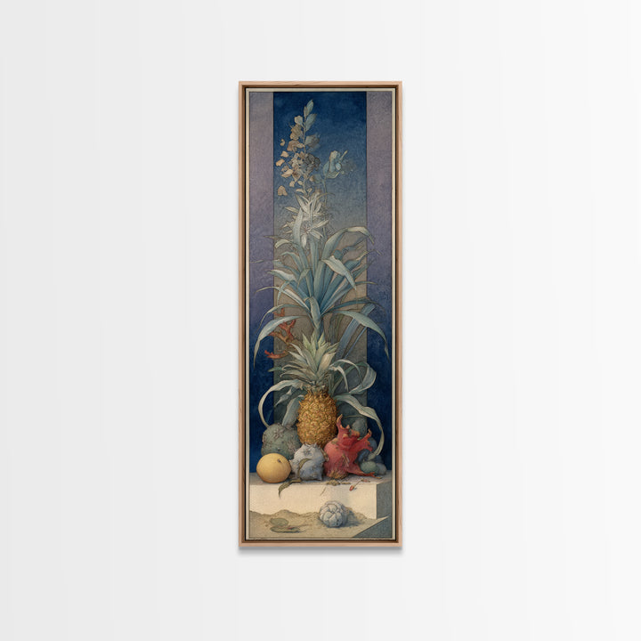 Pineapple and Palm Still Life Canvas Print, Tropical Art, Neutral Decor, Living Room Decor, Fine Art, Tropic, Home Decor, TRO-1x3-18