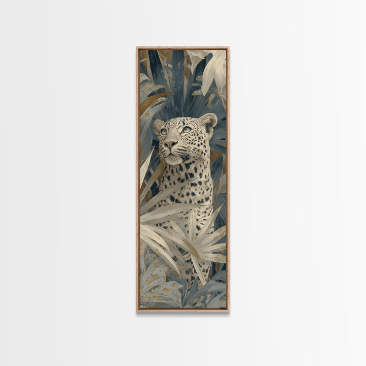 Leopard Hidden Among Palm Leaves Canvas Print, Tropical Art, Whimsical Art, Living Room Decor, Fine Art, Tropic, TRO-1x3-2