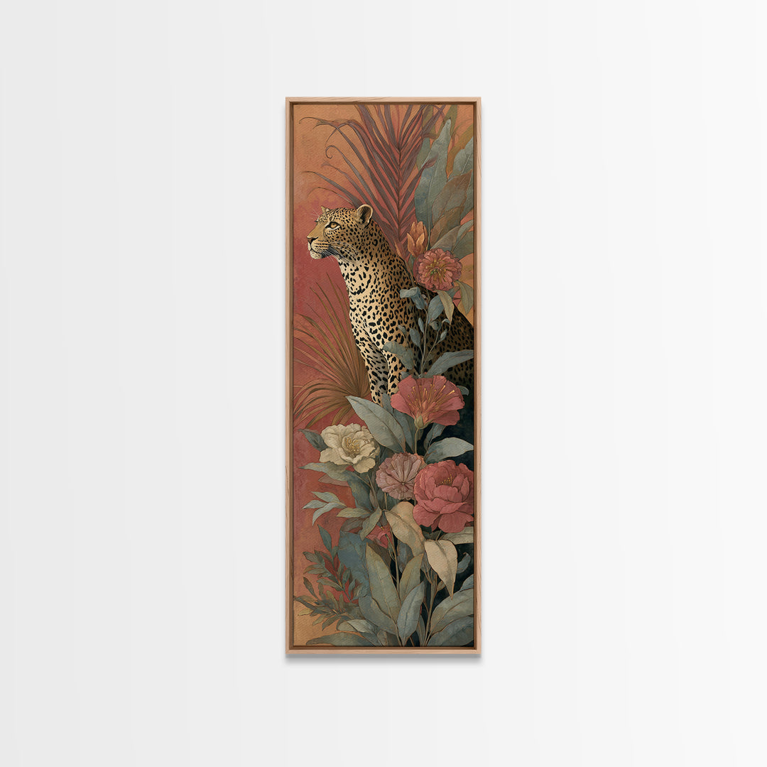 Leopard Hidden Among Palm Leaves Canvas Print, Tropical Art, Whimsical Art, Living Room Decor, Fine Art, Tropic, TRO-1x3-26