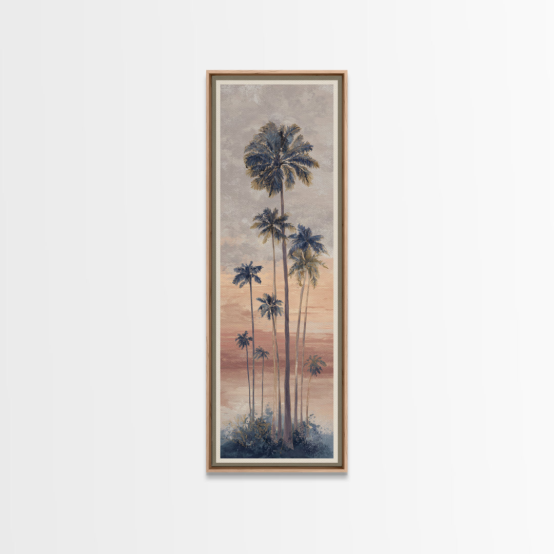 Palm Tree Silhouettes Canvas Print, Tropical Art, Pink Wall Art, Living Room Decor, Fine Art, Tropic, Coastal Art, Beach Print, TRO-1x3-40