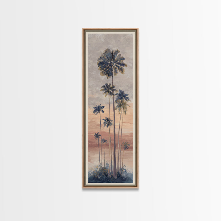 Palm Tree Silhouettes Canvas Print, Tropical Art, Pink Wall Art, Living Room Decor, Fine Art, Tropic, Coastal Art, Beach Print, TRO-1x3-40