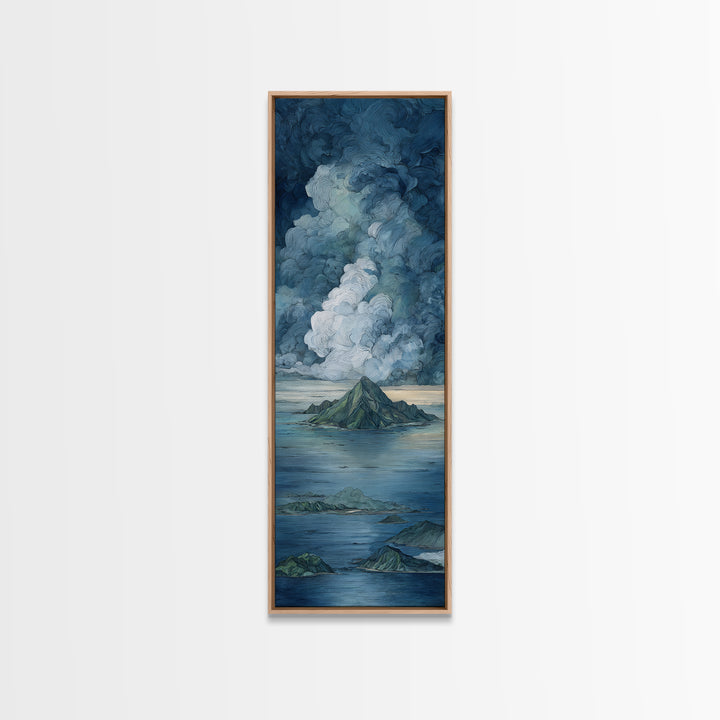 Island Volcano with Lush Foreground Canvas Print, Tropical Art, Fine Art Print, Living Room Decor, Tropic, Digital Prints, TRO-1x3-5