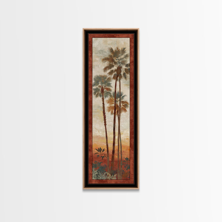 Palm Tree Silhouettes Framed Canvas Print, Tropical Art, Abstract Painting, Living Room Decor, Fine Art, Tropic, Gallery Decor, TRO-1x3-64