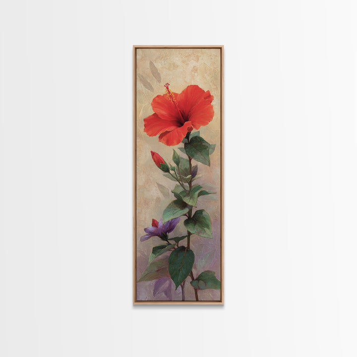 Hibiscus Flower Closeup Canvas Print, Tropical Art, Print, Living Room Decor, Watercolor Art, Tropic, Coastal Wall Art, TRO-1x3-65