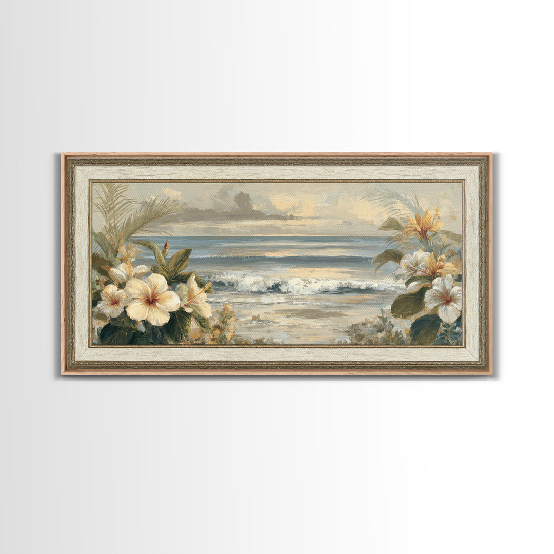 Sunset Surf Scene Framed Canvas Print, Tropical Art, Room Decor, Living Room Decor, Fine Art, Tropic, Printable, TRO-2x1-18