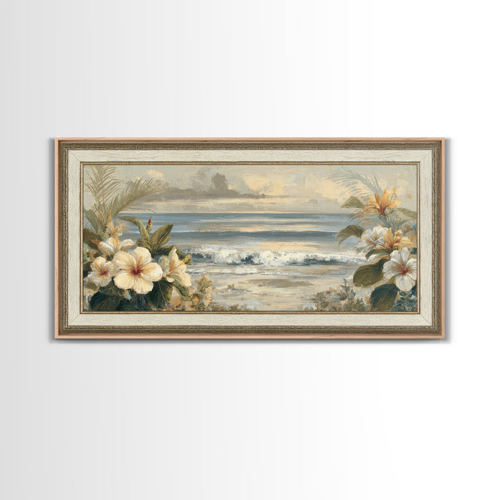 Sunset Surf Scene Framed Canvas Print, Tropical Art, Room Decor, Living Room Decor, Fine Art, Tropic, Printable, TRO-2x1-18