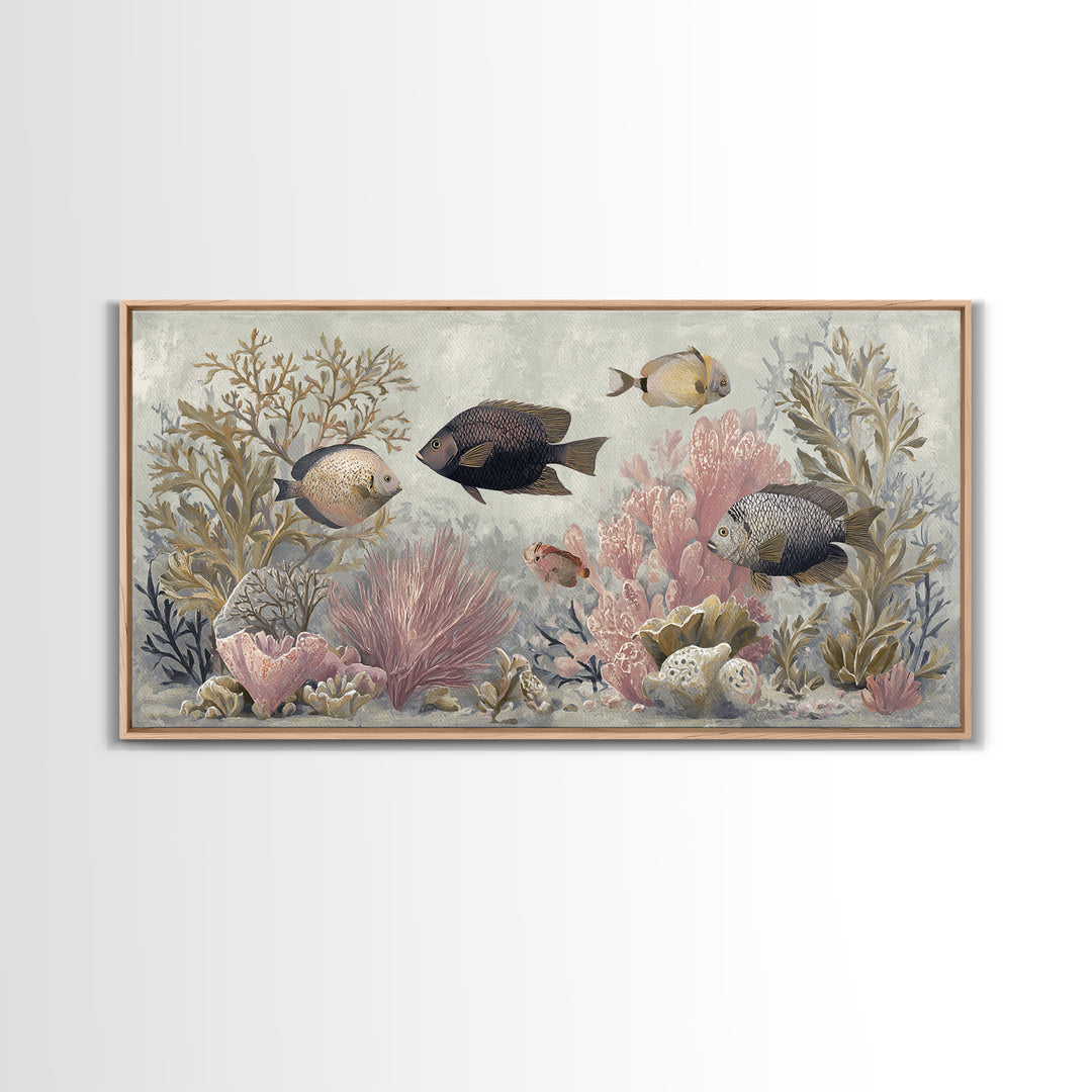 Leopard Hidden Among Palm Leaves Framed Canvas Print, Tropical Art, Contemporary Art, Living Room Decor, Fine Art, Tropic, TRO-2x1-34