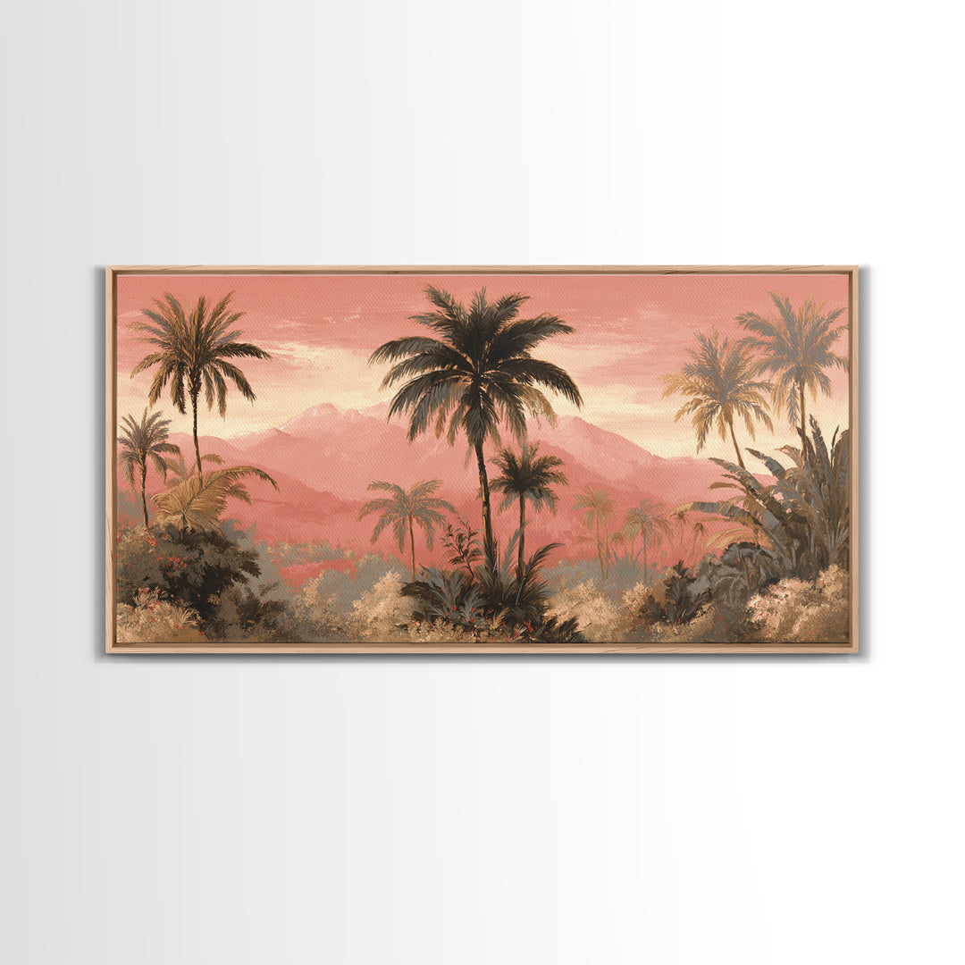 Palm Tree Silhouettes Canvas Print, Tropical Art, Digital Prints, Living Room Decor, Fine Art, Tropic 148, Set of Prints, TRO-2x1-48