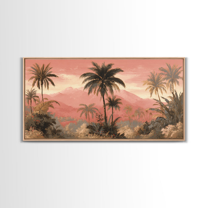 Palm Tree Silhouettes Canvas Print, Tropical Art, Digital Prints, Living Room Decor, Fine Art, Tropic 148, Set of Prints, TRO-2x1-48