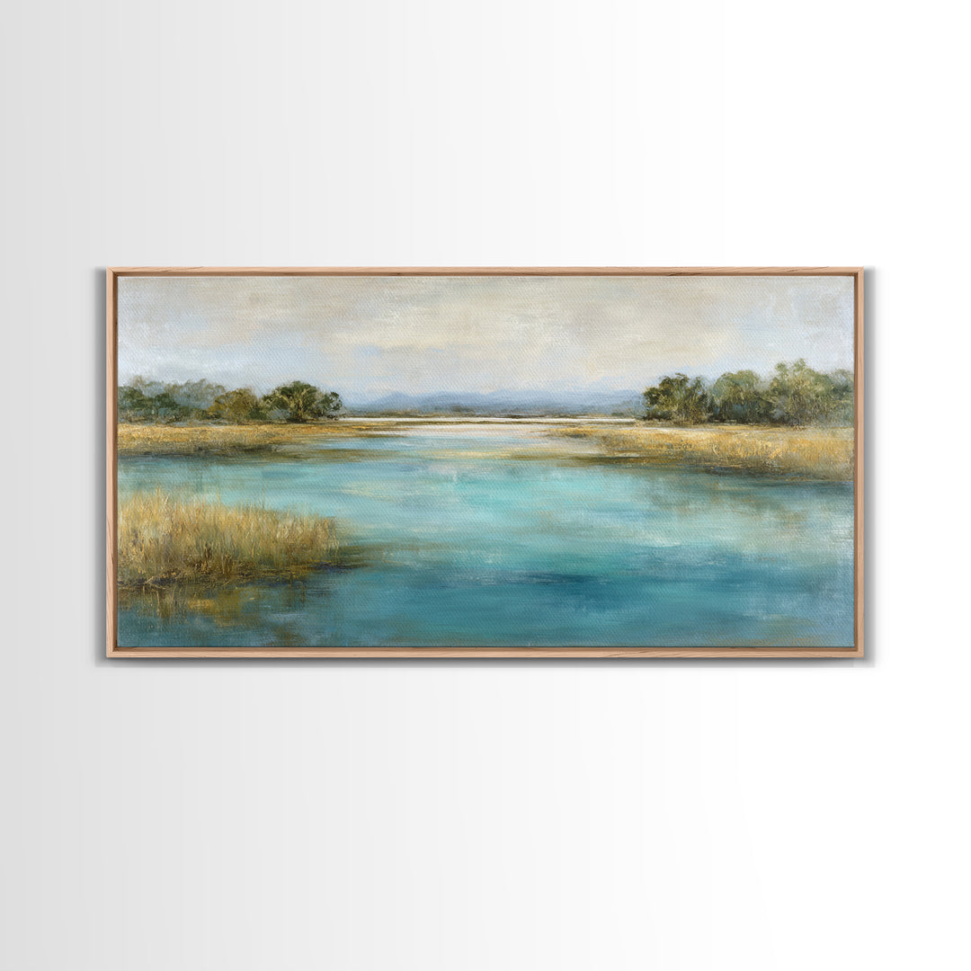 Tropical Lagoon with Turquoise Water Framed Canvas Print, Tropical Art, Room Decor, Living Room Decor, Fine Art, Tropic, TRO-2x1-75