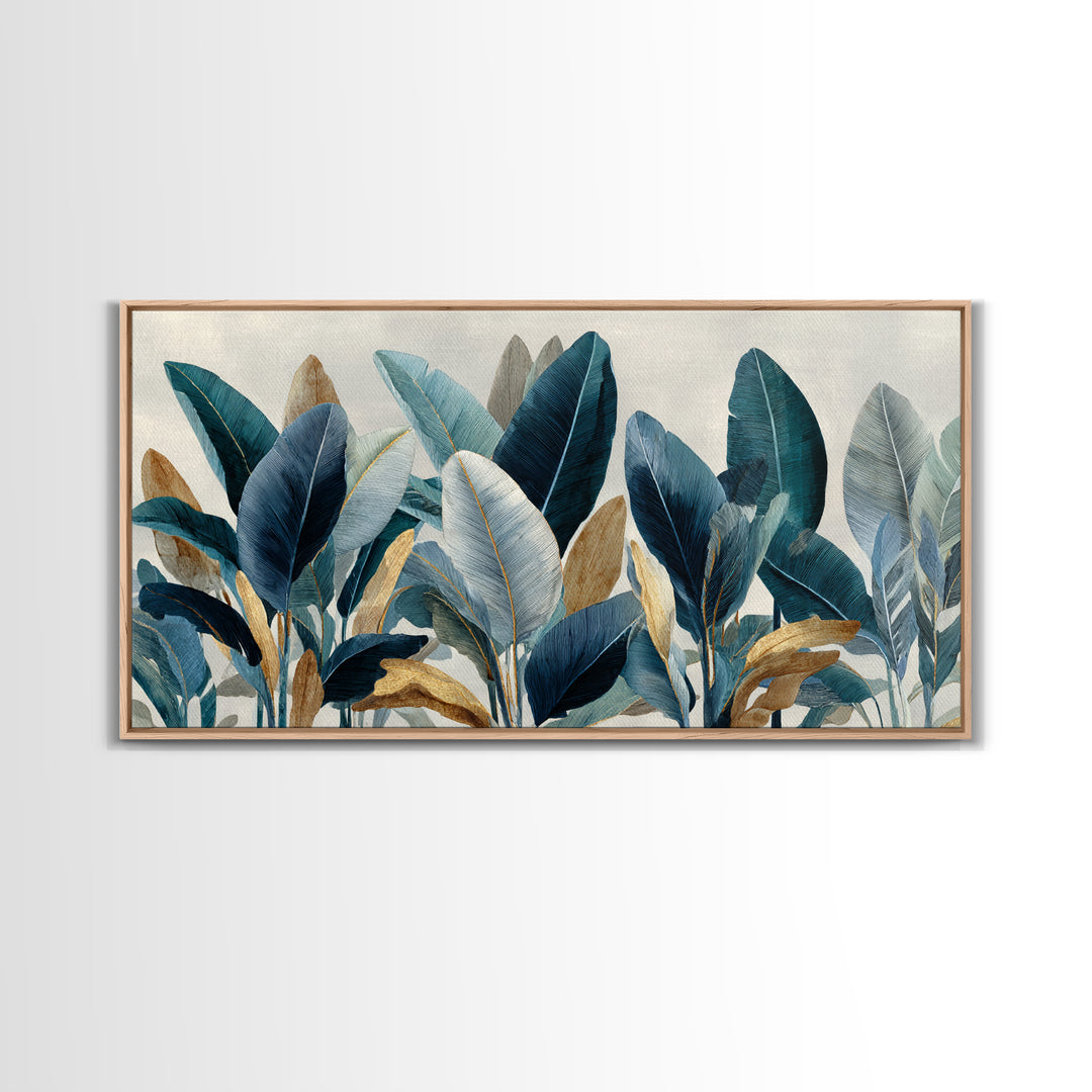 Banana Leaves Layered Canvas Print, Tropical Art, Watercolor Painting, Living Room Decor, Oil Painting, Tropic, TRO-2x1-77