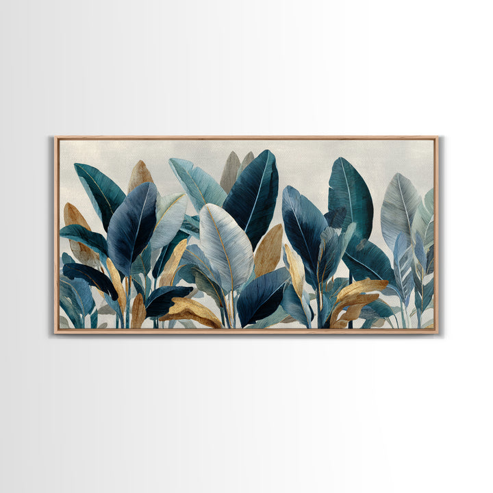 Banana Leaves Layered Canvas Print, Tropical Art, Watercolor Painting, Living Room Decor, Oil Painting, Tropic, TRO-2x1-77