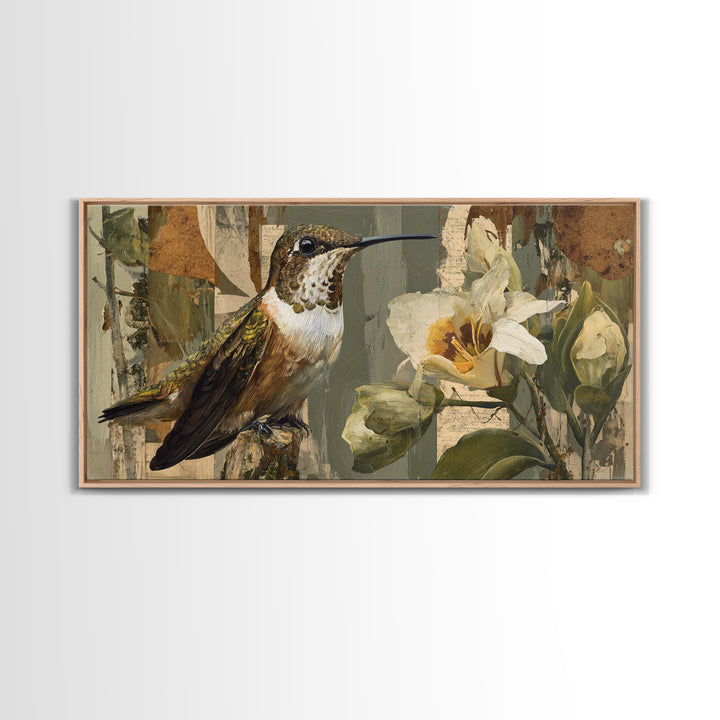 Orchid and Hummingbird Composition Canvas Print, Tropical Art, Digital Prints, Living Room Decor, Tropic 178, Set of Prints, TRO-2x1-78