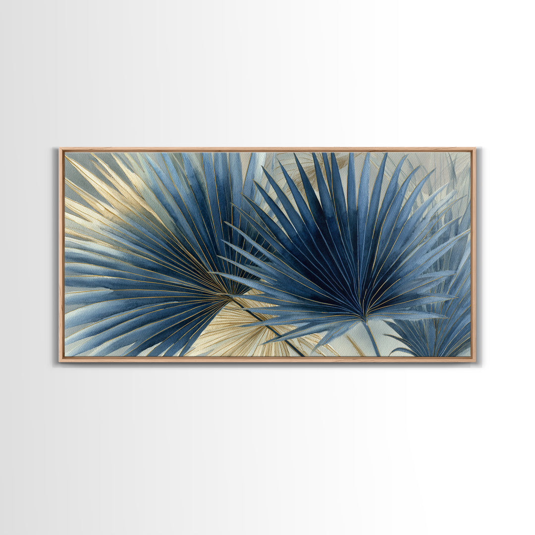 Rain Soaked Palm Leaf Closeup Canvas Print, Tropical Art, Coastal Wall Art, Living Room Decor, Oil Painting, Tropic, TRO-2x1-89