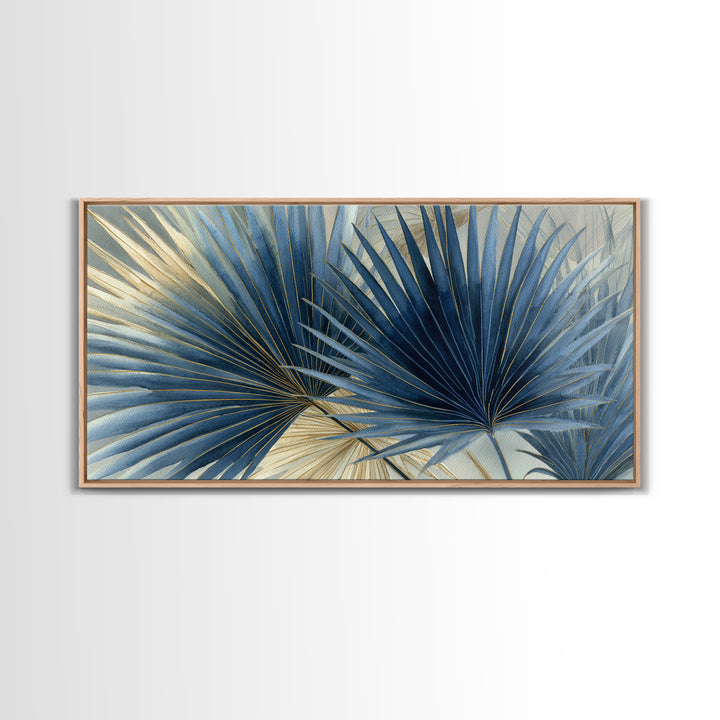 Rain Soaked Palm Leaf Closeup Canvas Print, Tropical Art, Coastal Wall Art, Living Room Decor, Oil Painting, Tropic, TRO-2x1-89
