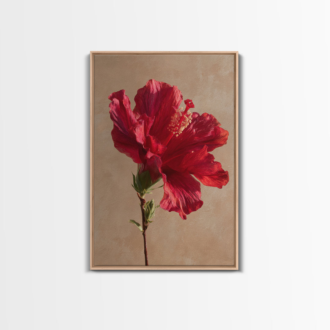 Hibiscus Flower Closeup Framed Canvas Print, Tropical Art, Digital Print, Living Room Decor, Tropic, Downloadable Prints, TRO-2x3-13