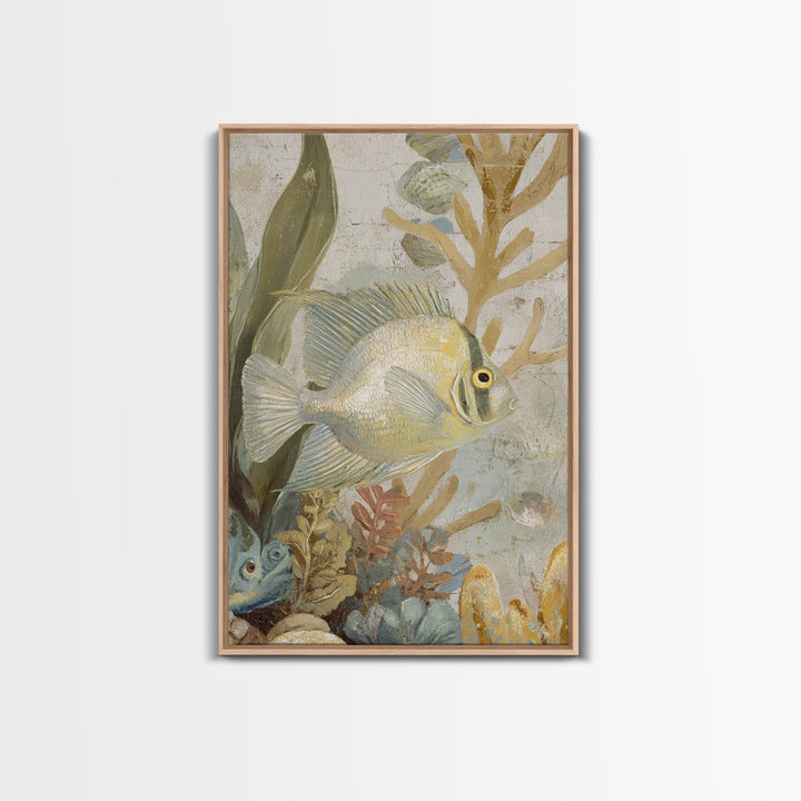 Tropical Fish over Coral Reef Framed Canvas Print, Tropical Art, Contemporary Art, Living Room Decor, Fine Art, Tropic, TRO-2x3-19