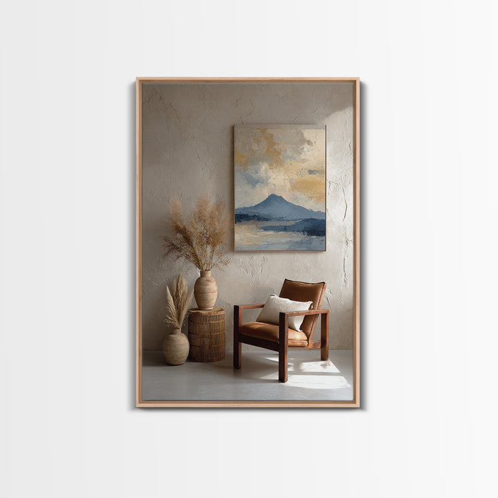 Island Volcano with Lush Foreground Framed Canvas Print, Tropical Art, Printable, Living Room Decor, Fine Art, Tropic, TRO-2x3-25