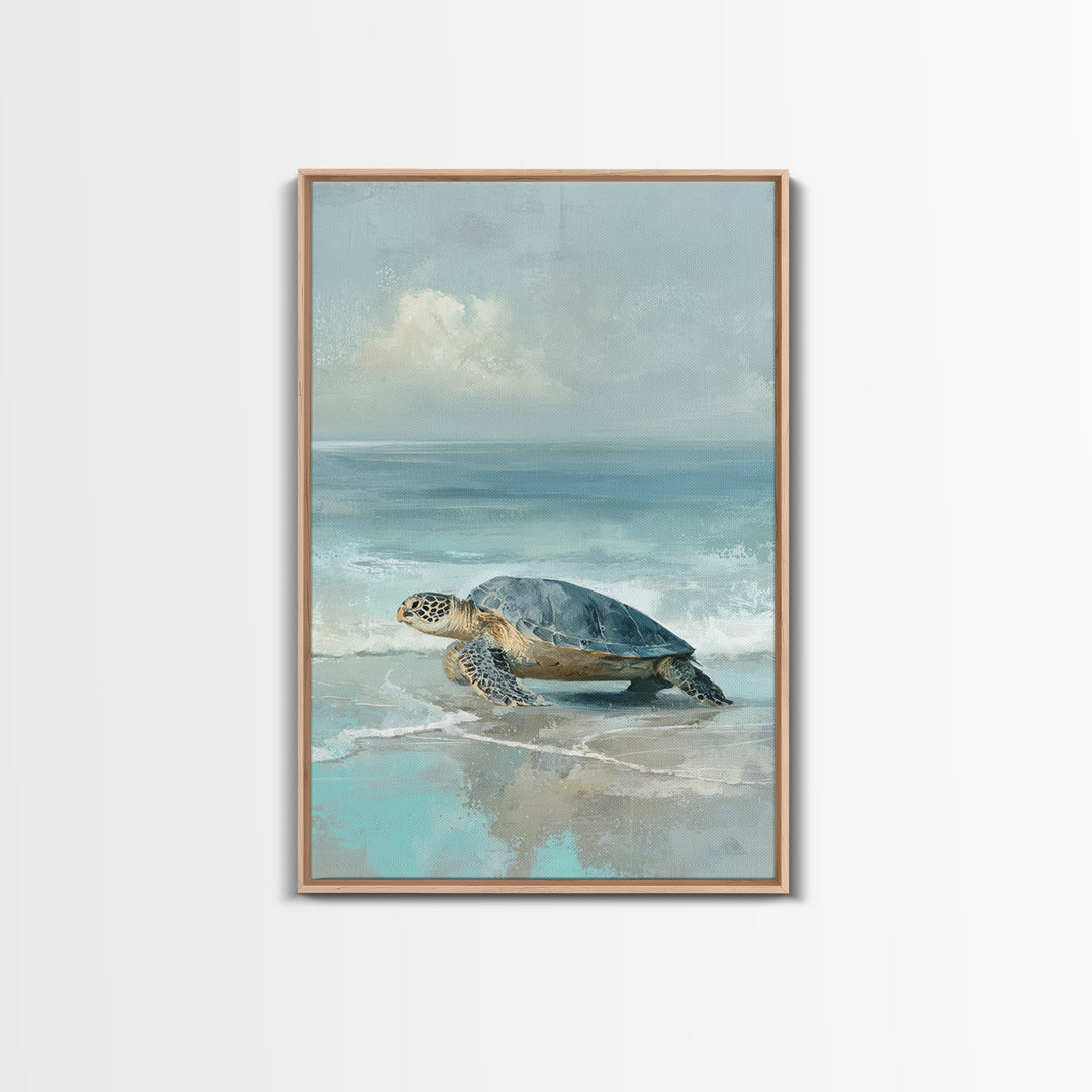 Sea Turtle Near Tropical Reef Framed Canvas Print, Tropical Art, Room Decor, Living Room Decor, Fine Art, Tropic, Printable, TRO-2x3-3