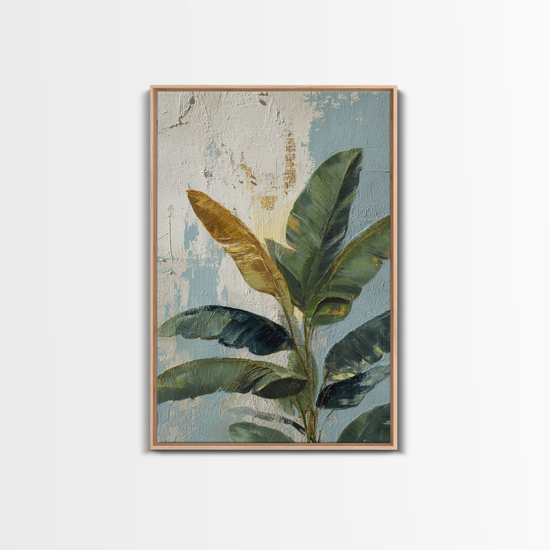 Banana Leaves Layered Framed Canvas Print, Tropical Art, Printable Art, Living Room Decor, Abstract Art, Tropic, TRO-2x3-41