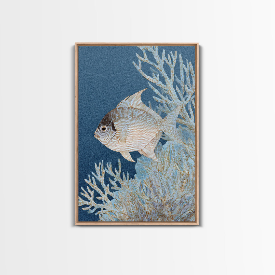 Tropical Fish over Coral Reef Framed Canvas Print, Tropical Art, Digital Print, Living Room Decor, Tropic, Downloadable Prints, TRO-2x3-43