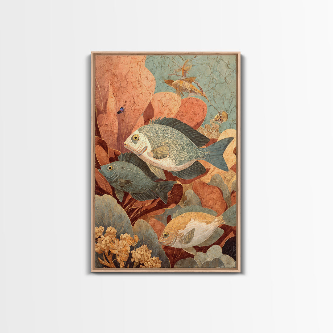 Tropical Fish over Coral Reef Canvas Print, Tropical Art, Set of 3 Prints, Living Room Decor, Fine Art, Tropic, Botanical Art, TRO-2x3-67