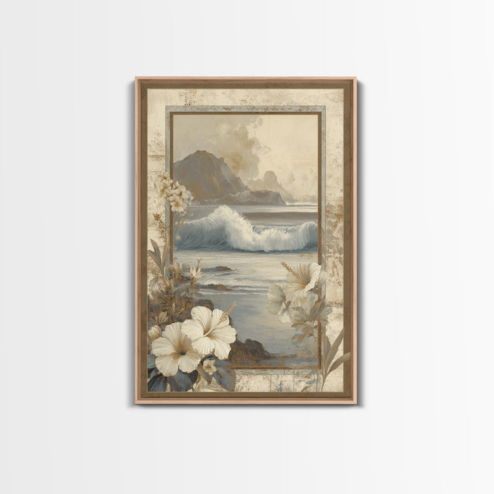 Sunset Surf Scene Framed Canvas Print, Tropical Art, Wall Art Prints, Living Room Decor, Fine Art, Tropic, Beach Wall Art, TRO-2x3-78