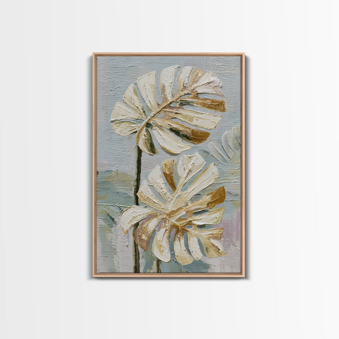 Lush Monstera Leaves Canvas Print, Tropical Art, Beach Decor, Living Room Decor, Oil Painting, Tropic, Fine Art Print, TRO-2x3-81