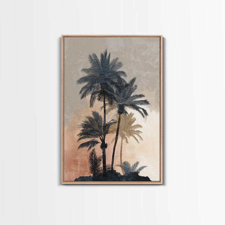 Palm Tree Silhouettes Framed Canvas Print, Tropical Art, Modern Decor, Living Room Decor, Fine Art, Tropic, Wall Decor, TRO-2x3-84