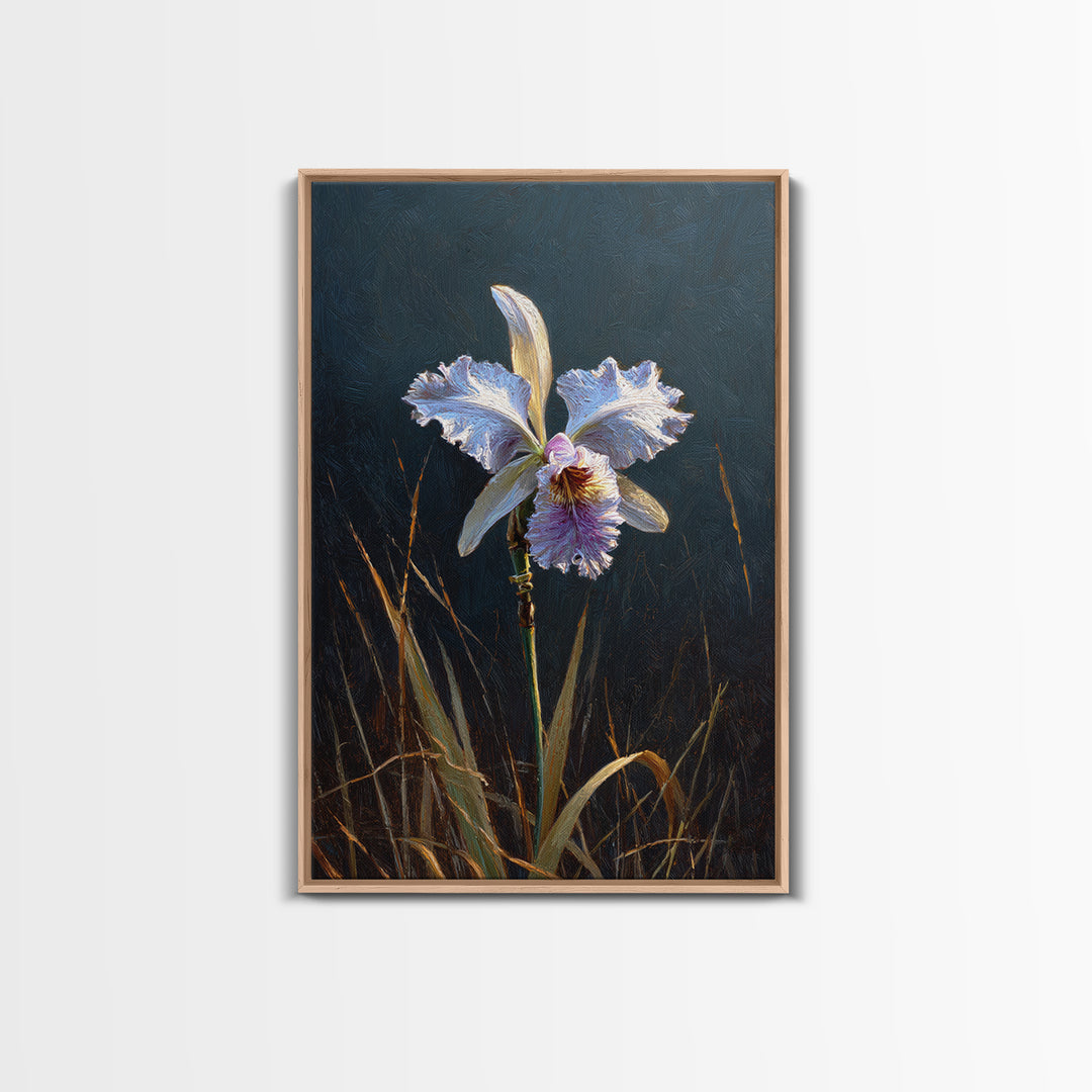 Orchid and Hummingbird Composition Framed Canvas Print, Tropical Art, Pink Wall Art, Living Room Decor, Fine Art, Tropic, TRO-2x3-90